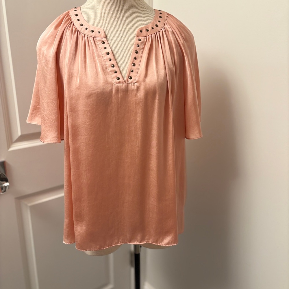 Vince Camuto Blush Blouse with Studded Neckline